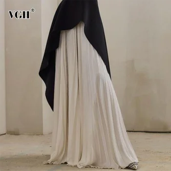 VGH Elegant Pleated Skirt For Female High Waist Maxi Casual Loose Full Length Skirts For Female Fashion Clothing Summer 2020 New 
VGH Elegant Pleated Skirt For Female High Waist Maxi Casual Loose Full Length Skirts For Female Fashion Clothing Summer 2020 New