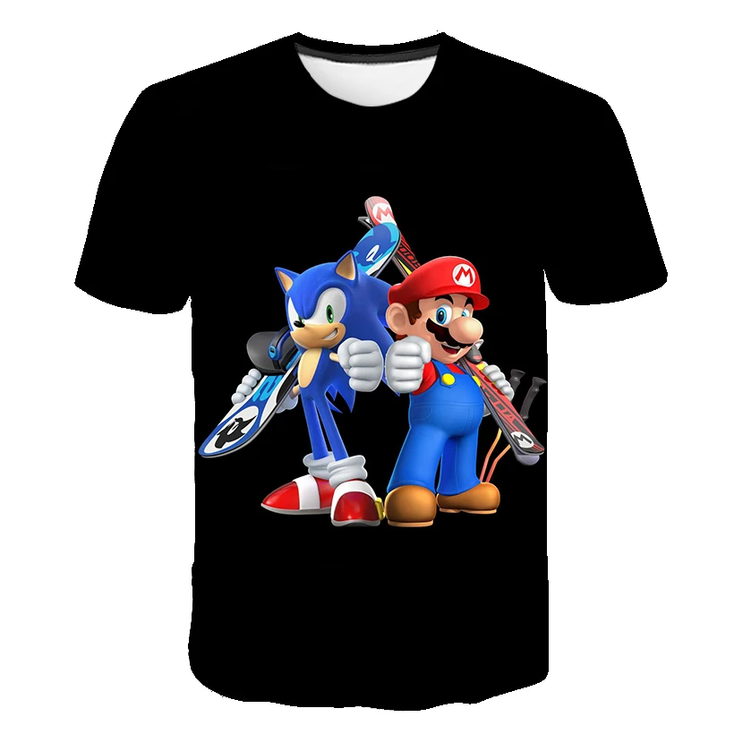 Лето 2021 Детская футболка с 3D рисунком Супер Марио детская одежда футболки