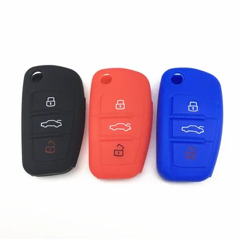 

Silicone car key fob cover case skin for Audi A1 A2 A3 A4 A5 A6 A7 TT Q3 Q5 Q7 R8 S6 S7 S8 SQ5 RS5 flip folding remote protected