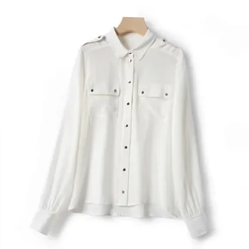 100% Silk Soft Women OL Long Sleeve Blouse ladies White Green Shirt single-breasted Double Pockets office work Blouses and tops
100% Silk Soft Women OL Long Sleeve Blouse ladies White Green Shirt single-breasted Double Pockets office work Blouses and tops