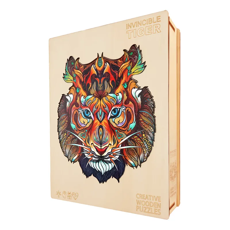 Unique Wooden Puzzle Tiger Jigsaw Board Table Games For Kids Adults DIY Interactive Educational Toys Gifts | Игрушки и хобби