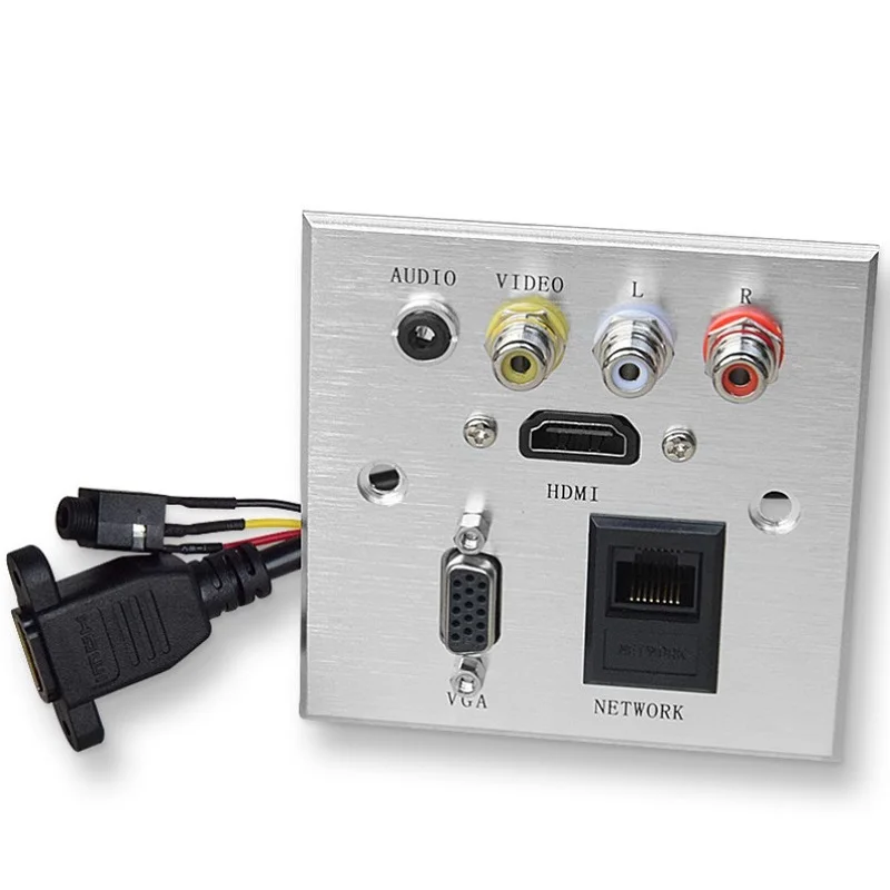 Multimedia Multifunctional Information Panel Socket HDMI VGA NETWORK AUDIO L R Interface Aluminum Alloy Socket
Multimedia Multifunctional Information Panel Socket HDMI VGA NETWORK AUDIO L R Interface Aluminum Alloy Socket
