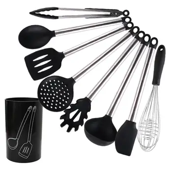 8Pcs/Set Silicone Cooking Utensils Set With Storage Box Non-stick Black Set Cooking Spoon Shovel 9 Pieces Set Kitchen Tools
8Pcs/Set Silicone Cooking Utensils Set With Storage Box Non-stick Black Set Cooking Spoon Shovel 9 Pieces Set Kitchen Tools