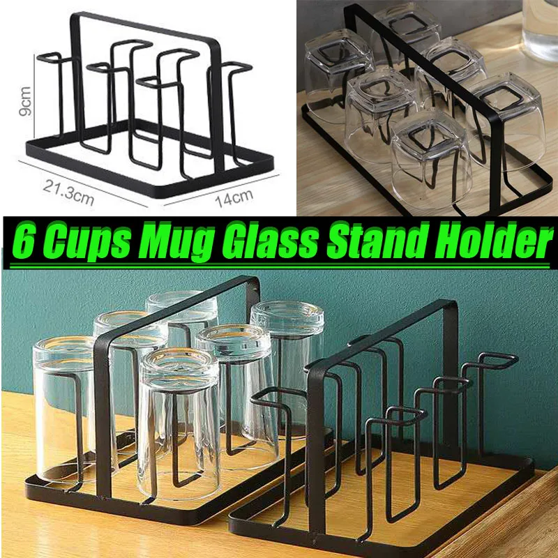 6 Cups Mug Glass Stand Holder Drying Shelf Home Kitchen Hanging Drainer Storage Rack Creative Iron wood Home Storage Accessories
6 Cups Mug Glass Stand Holder Drying Shelf Home Kitchen Hanging Drainer Storage Rack Creative Iron wood Home Storage Accessories