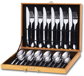 24pcs Stainless Steel Cutlery Dinner Set Flatware Tableware Cutlery Set Knives Forks Spoons Teaspoon Mirror Polished Cutlery Set
24pcs Stainless Steel Cutlery Dinner Set Flatware Tableware Cutlery Set Knives Forks Spoons Teaspoon Mirror Polished Cutlery Set