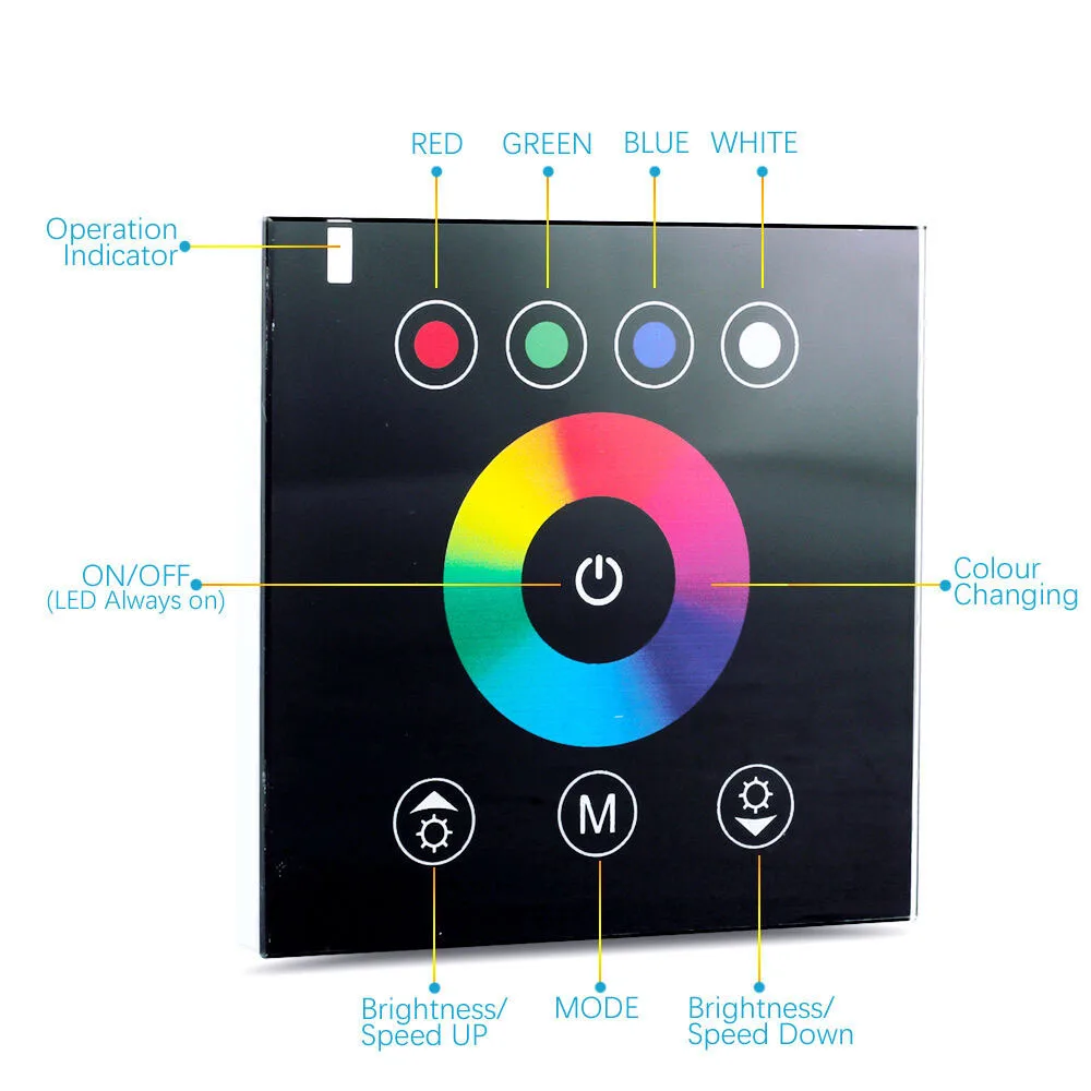 Touch Switch Control Panel RGBW 2.4G Wireless Wall Switch Touch Controller 12-24V LED Strip intelligent switch wall embedded
Touch Switch Control Panel RGBW 2.4G Wireless Wall Switch Touch Controller 12-24V LED Strip intelligent switch wall embedded
