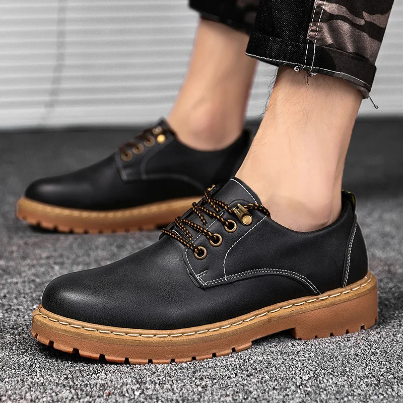 

MEN'S Leather Shoes-Style Martin New Style Tough Guy Men's Fashion Versatile Viscose Shoes plus Velvet Hight-top Car Suture Men'