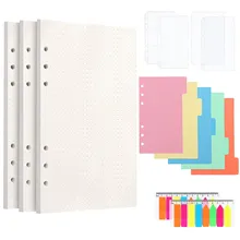A6 Refillable Binder Notebook Set with 5 Pcs Dividers, 3 Pack 6 Holes A6 Dotted Paper,4 Binder Pockets,2 Coloured Sticky Notes
A6 Refillable Binder Notebook Set with 5 Pcs Dividers, 3 Pack 6 Holes A6 Dotted Paper,4 Binder Pockets,2 Coloured Sticky Notes