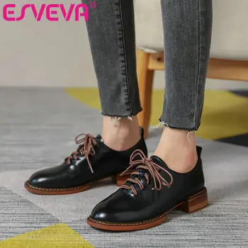 ESVEVA 2021 Women Pumps Shoes Leather+PU Square Low Heels Thick Heel Round Toe Solid Shoes Black Women Casual Big Size 34-39 
ESVEVA 2021 Women Pumps Shoes Leather+PU Square Low Heels Thick Heel Round Toe Solid Shoes Black Women Casual Big Size 34-39