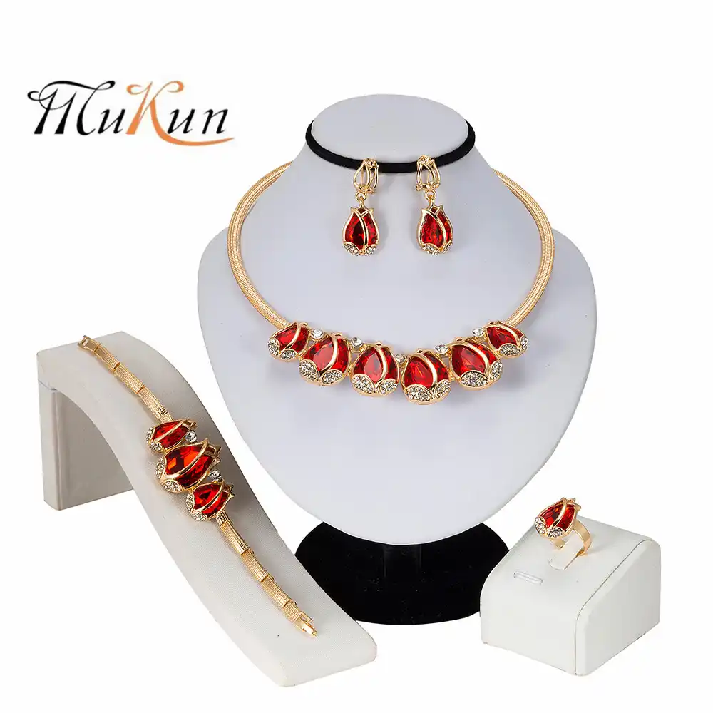 mukun 2019 new wedding dress jewelry sets for charm of women red
