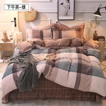 Coral fleece 4-piece double faced Plush flannel winter bed sheet quilt cover bedding 
Coral fleece 4-piece double faced Plush flannel winter bed sheet quilt cover bedding