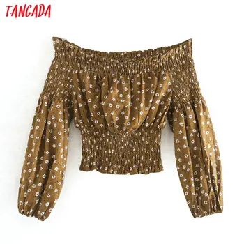 Tangada women retro floral print crop blouse shoulder off 2020 new arrival chic female sexy slim shirt tops CE259 
Tangada women retro floral print crop blouse shoulder off 2020 new arrival chic female sexy slim shirt tops CE259