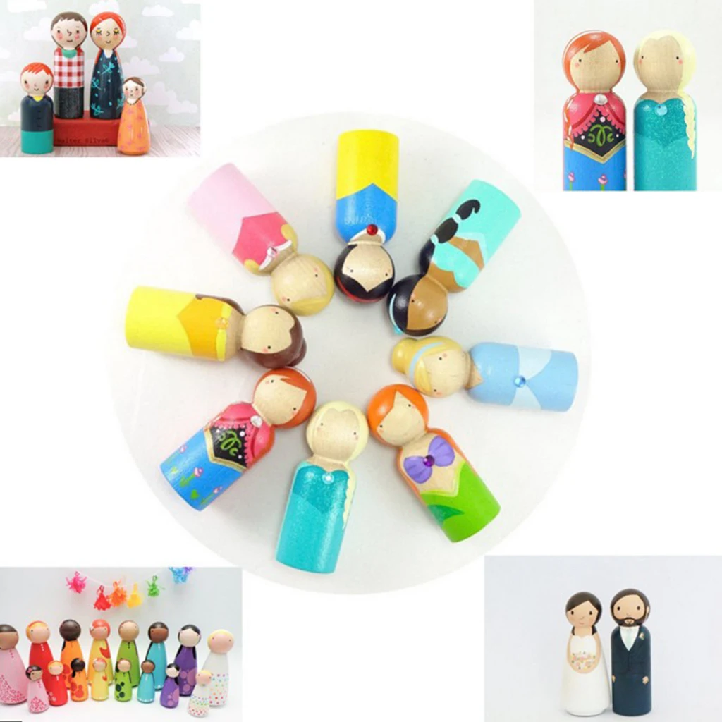 Family of 12 Wood Peg Dolls Wooden Figures People DIY Craft Kid Birthday Toy Family of 12 Wood Peg Dolls Wooden Figures People DIY Craft Kid Birthday Toy