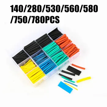 

140/280/530/560/580/750/780pcs Set Polyolefin Shrinking Assorted Heat Shrink Tube Wire Cable Insulated Sleeving Tubing Set 2:1