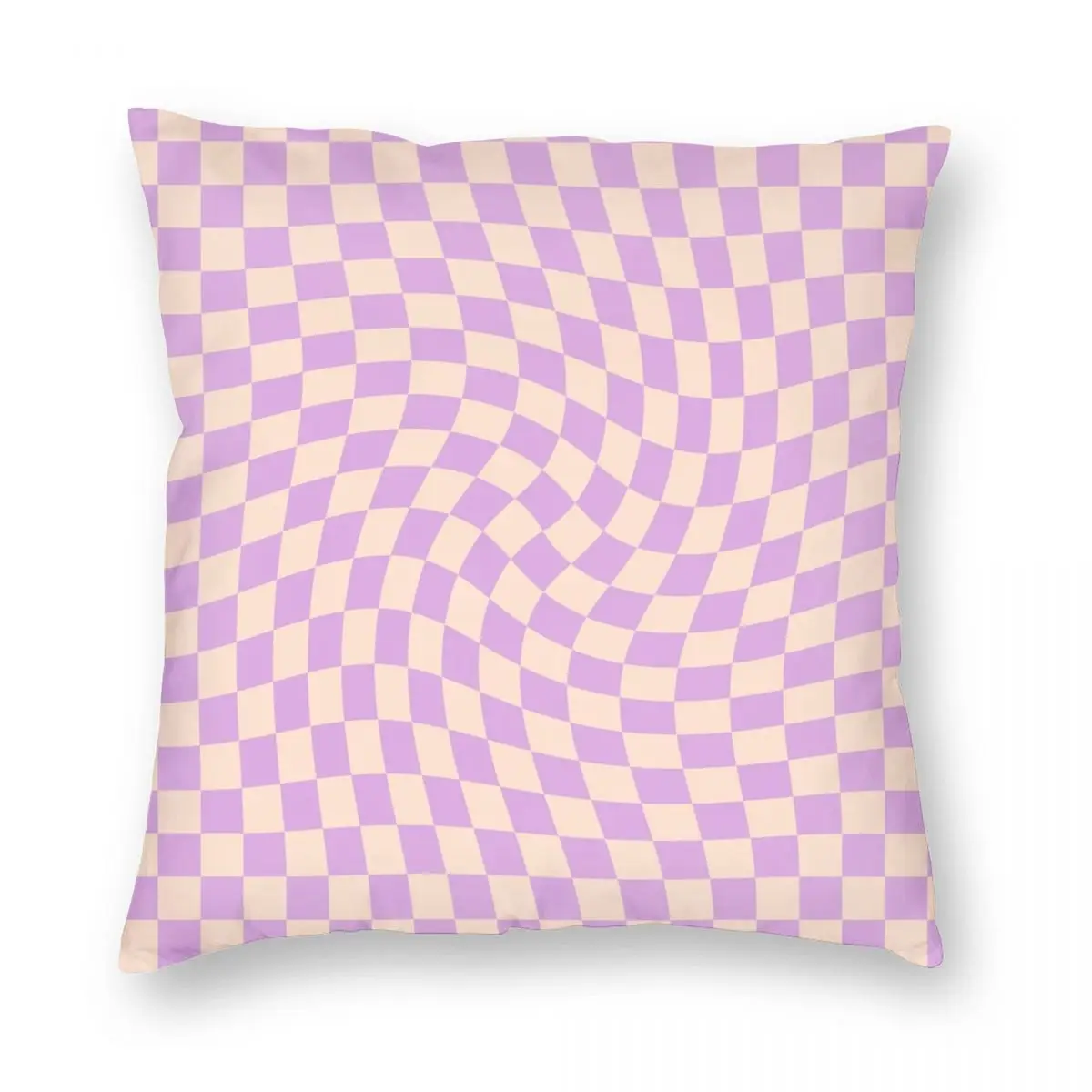 

Check V Lilac Twist Square Pillowcase Polyester Linen Velvet Printed Zip Decor Home Cushion Cover