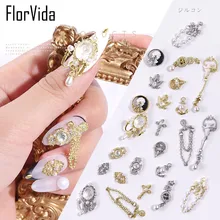 FlorVida レトロ 3D とアートの装飾ラインストーンクリスタルラインストーンスタッド宝石のペンダントチェーンためマニキュアサロン(China)