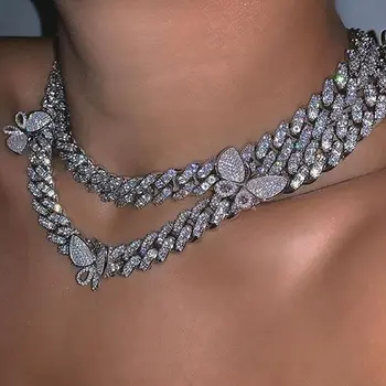 New Fashion 12mm Bling Rhinestone Choker Necklace for Women Gold Silver Color Cuban Link Butterfly Necklace Statement Jewelry 
New Fashion 12mm Bling Rhinestone Choker Necklace for Women Gold Silver Color Cuban Link Butterfly Necklace Statement Jewelry