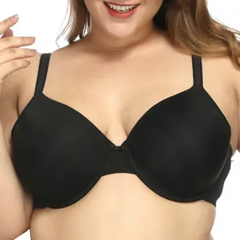 

Vgplay Plus Size Women Bra Underwire Unlined Solid Brassiere Big Cup For Big Breast Women Adjusted-straps Underwear