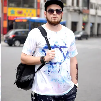 Add fertilizer to increase men's short-sleeved T-shirt printed fat loose shirt absorb sweat 
Add fertilizer to increase men's short-sleeved T-shirt printed fat loose shirt absorb sweat