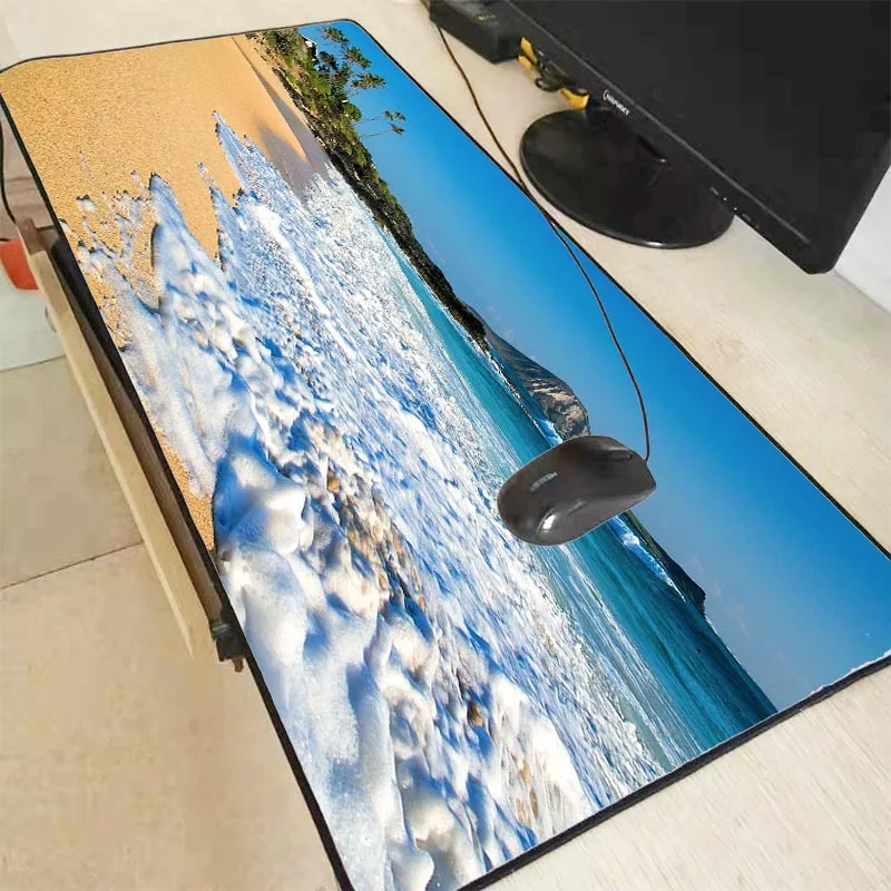 Фото Large Size 400X900X3MM Photography Art Seascape Gaming Lock Edge Mouse Pad Laptop Keyboard High Quality Rubber Table Cup | Компьютеры и