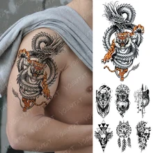 Festival Dragon Tiger Cross Waterproof Temporary Tattoo Sticker Body Art India Fake Tattoos Water Transfer Tatoo Women Men