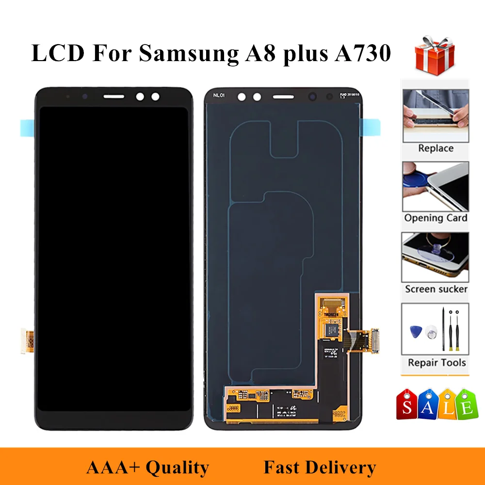 ЖК-дисплей для Samsung Galaxy A8 Plus 2018 A730 + A730F A730F/DS A730X A730G сенсорный экран дигитайзер в