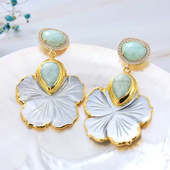 GuaiGuai Jewelry White Mother Of Pearl Shell Carved Flower Amazonite Stud Earrings
GuaiGuai Jewelry White Mother Of Pearl Shell Carved Flower Amazonite Stud Earrings
