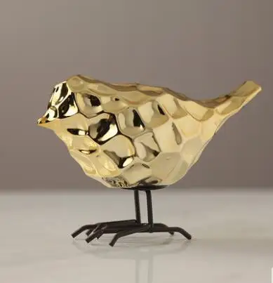 Фигурка птицы Скандинавская керамическая золотая статуя животных ювелирные