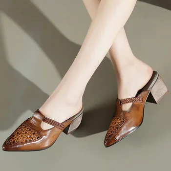 ALISHINREY 2020 Summer Hollow Genuine Leather Slippers Retro Pointed Toe Sandals Comfort Elegant High Heels Slippers Women San
ALISHINREY 2020 Summer Hollow Genuine Leather Slippers Retro Pointed Toe Sandals Comfort Elegant High Heels Slippers Women San