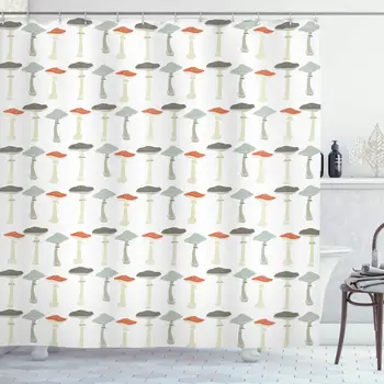 Mushroom Shower Curtain, Pattern with Pale Colored Boletus Porcini Amanita Toadstools Retro Organic Food, Cloth Fabric Bathroom
Mushroom Shower Curtain, Pattern with Pale Colored Boletus Porcini Amanita Toadstools Retro Organic Food, Cloth Fabric Bathroom