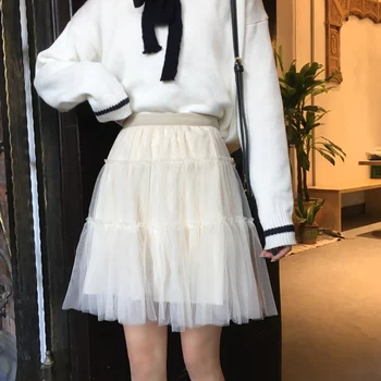 Chiffon Skirt Female Lace A-Line Skirts Elastic Waist Korean-Style Lady Mini Sweet Black Short Skirt Lady 
Chiffon Skirt Female Lace A-Line Skirts Elastic Waist Korean-Style Lady Mini Sweet Black Short Skirt Lady