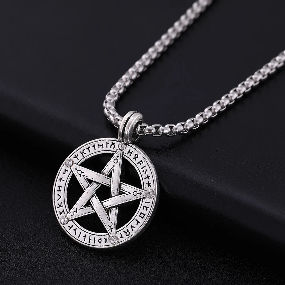 

Fishhook Viking Amulet Norse Runes Pendants Supernatural Pentacle Pentagram Charms Making for Necklace with Rope Chain