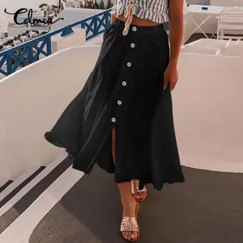 Celmia Women Vintage Linen Long Skirts 2020 Fashion Casual Skirts Loose Buttons Pleated Beach SkirtHigh Elastic Waist Skirts 7
Celmia Women Vintage Linen Long Skirts 2020 Fashion Casual Skirts Loose Buttons Pleated Beach SkirtHigh Elastic Waist Skirts 7