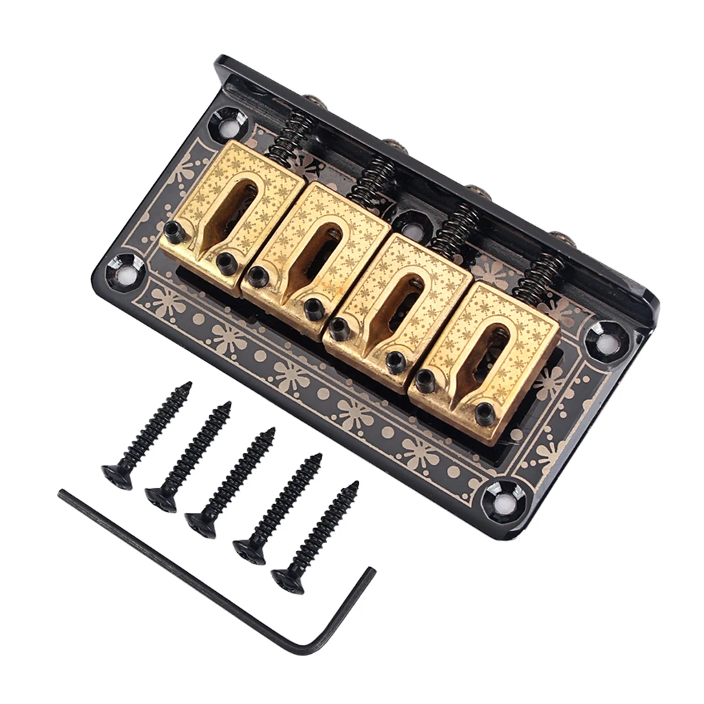 Exquisite Guitar Saddle Bridge Hardtail with Screws Wrench for 4 String Cigar Box Bass Replacement Parts Black | Спорт и развлечения