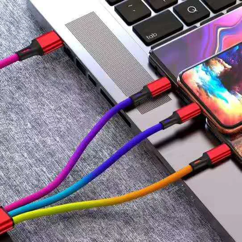 Кабель USB Type-C Micro для iPhone Samsung Xiaomi цветной 3 в 1 мобильный телефон | Мобильные