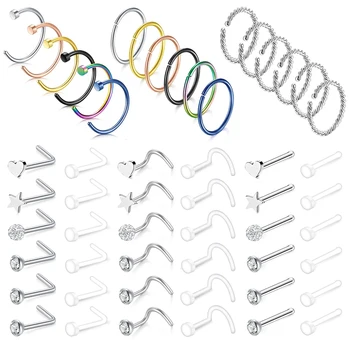 AOEDEJ 54PCS Surgical Steel Nose Rings Crystal Nose Studs for Women Indian Nose Ring Femal Body Piercing Jewelry Pin Accessories
AOEDEJ 54PCS Surgical Steel Nose Rings Crystal Nose Studs for Women Indian Nose Ring Femal Body Piercing Jewelry Pin Accessories