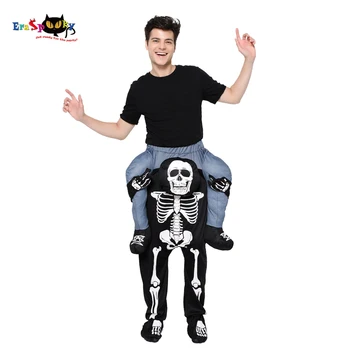 

Eraspooky Halloween costume For Adult Scary Skeleton Piggyback Costume Skull Ride-on Pants Carnival Day of the Dead Fancy Dress