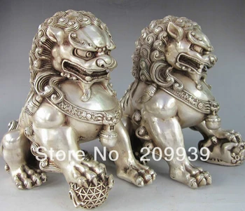 Free Shipping Chinese Silver Bronze Fu Foo Dog Guardian lion Statue Pair
Free Shipping Chinese Silver Bronze Fu Foo Dog Guardian lion Statue Pair
