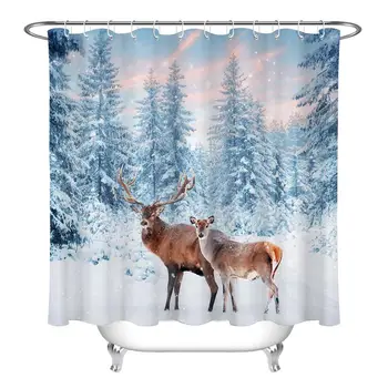 Winter Woods Deer Pattern Shower Curtain Bath Rug Floor Mat Bathroom Accessories Bathtub Curtains with 12 pcs Hooks
Winter Woods Deer Pattern Shower Curtain Bath Rug Floor Mat Bathroom Accessories Bathtub Curtains with 12 pcs Hooks