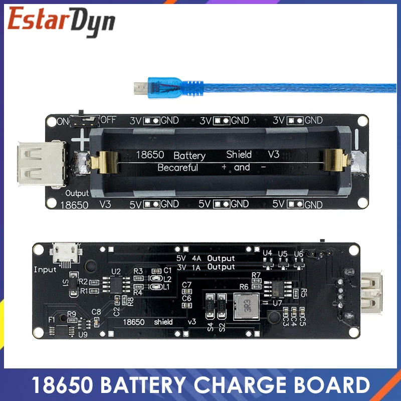 ESP32 ESP32S For Wemos For Raspberry Pi 18650 Battery Charge Shield Board V3 Micro USB Port Type-A USB 0.5A For Arduino Charge
ESP32 ESP32S For Wemos For Raspberry Pi 18650 Battery Charge Shield Board V3 Micro USB Port Type-A USB 0.5A For Arduino Charge