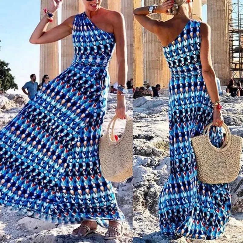 Sleeveless Print Bohemian Beach Dress Maxi Women Dresses Summer One Shoulder Dress Vestidos
Sleeveless Print Bohemian Beach Dress Maxi Women Dresses Summer One Shoulder Dress Vestidos