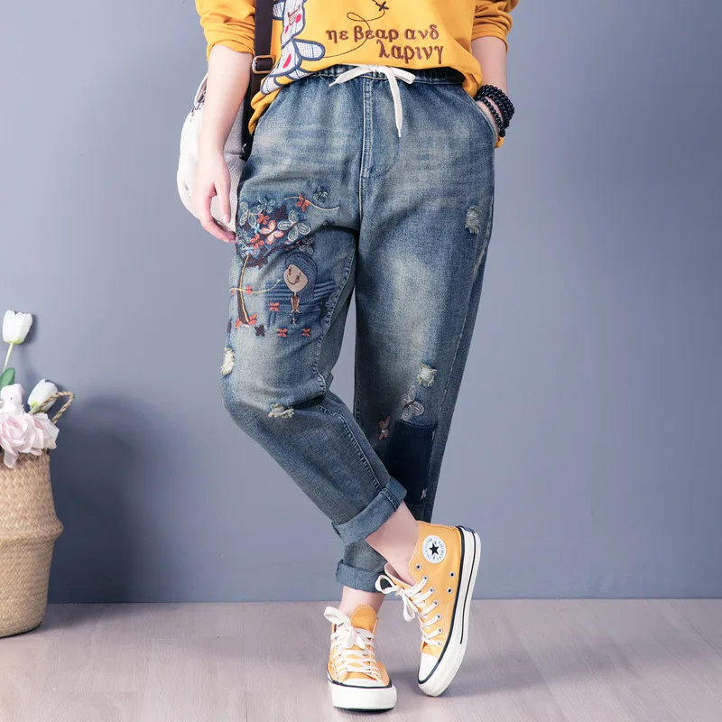 Women Spring Summer Fashion Korea Style Vintage Girl Under Tree Embroidery Oversize Ankle Length Lady Female Loose Harem Pants
Women Spring Summer Fashion Korea Style Vintage Girl Under Tree Embroidery Oversize Ankle Length Lady Female Loose Harem Pants