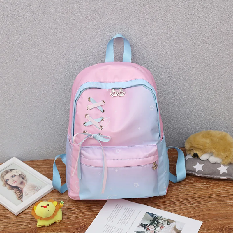 School Bag Backpack Women New Fashion Bow-knot Gradient Color Cute College Student Campus Large Capacity Backpack Female Mochila
School Bag Backpack Women New Fashion Bow-knot Gradient Color Cute College Student Campus Large Capacity Backpack Female Mochila