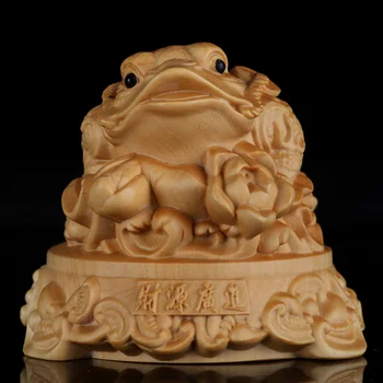 75MM Chinese Box-wood Hand-carved Animal Golden Toad Spittor wealth Statue 
75MM Chinese Box-wood Hand-carved Animal Golden Toad Spittor wealth Statue