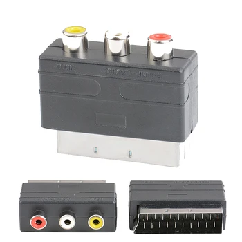 RGB Scart Plug to 3RCA RCA Female AV Adapter output