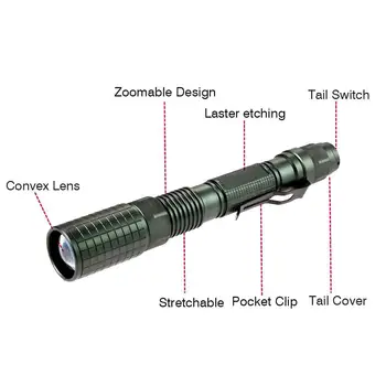 T6 LED Flashlight Powerful Zoomable LED Torch Light 5Mode For 18650 Battery LED Flashlight Rechargeable Flashlight
T6 LED Flashlight Powerful Zoomable LED Torch Light 5Mode For 18650 Battery LED Flashlight Rechargeable Flashlight