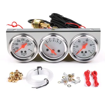 2" Chrome Panel Oil Pressure Water Temp Volt gauge Meter Triple Auto Gauge Set with White Face TT101373 
2" Chrome Panel Oil Pressure Water Temp Volt gauge Meter Triple Auto Gauge Set with White Face TT101373