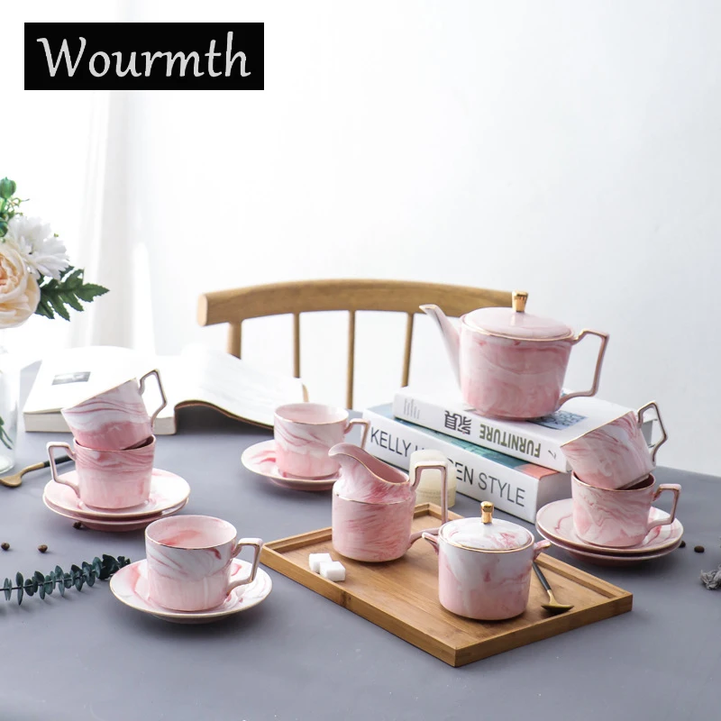 Wourmth Fashion Marble Coffee Set Porcelain TeaSet Ceramic Teapot Creamer Sugar Bowl Coffee Cup Luxury 15pcs Coffeeware set Gift
Wourmth Fashion Marble Coffee Set Porcelain TeaSet Ceramic Teapot Creamer Sugar Bowl Coffee Cup Luxury 15pcs Coffeeware set Gift