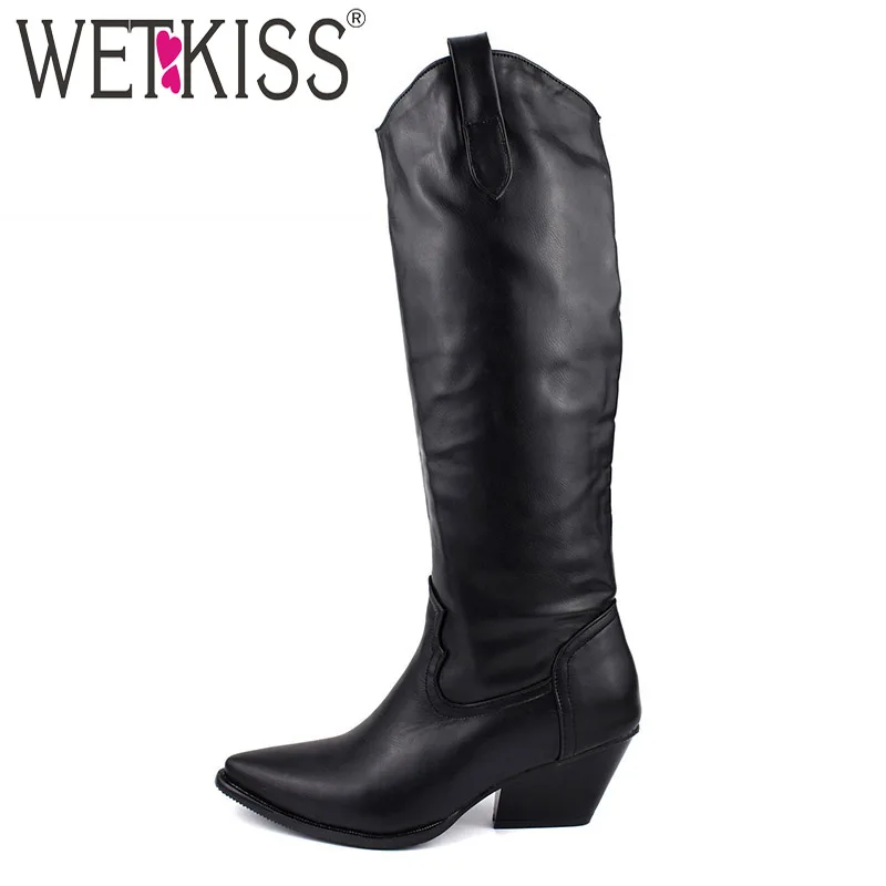 WETKISS Knee High Western Boots Women High Heels Cuban Boot Female Pointed Toe Shoes Ladies Pu Shoes Winter Big Size 34-48
WETKISS Knee High Western Boots Women High Heels Cuban Boot Female Pointed Toe Shoes Ladies Pu Shoes Winter Big Size 34-48