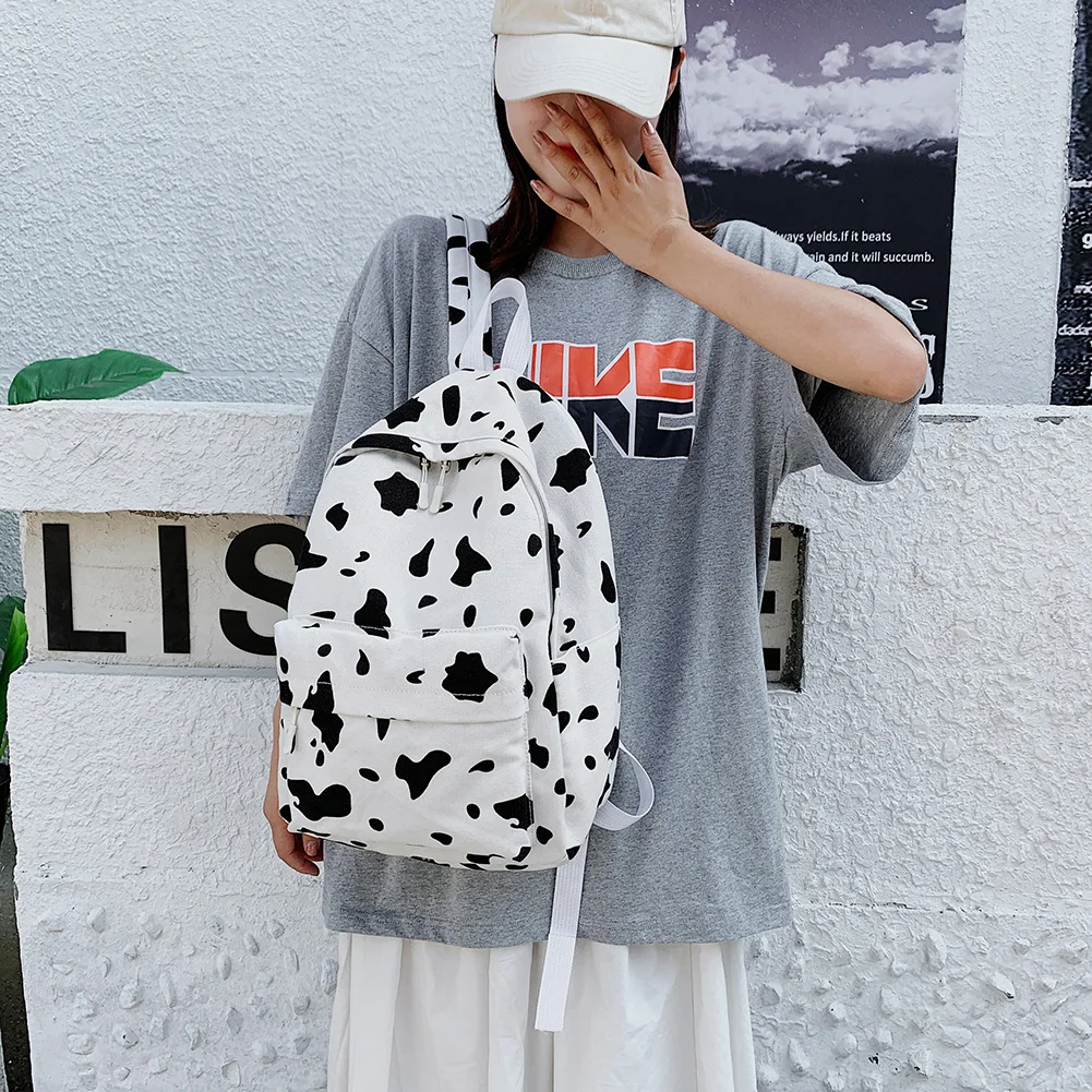 Cow Pattern Backpack For Girls School Teenagers Vintage Casual School Bag Mochila Feminina Laptop Bagpacks Bookbag Travel Bag